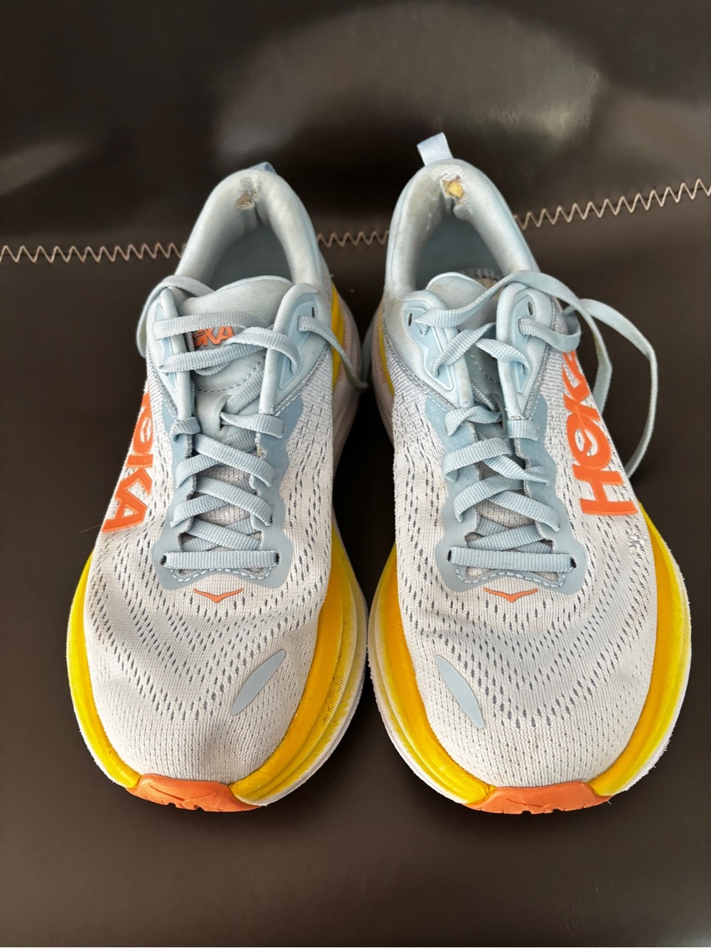 HOKA Women’s Light Blue and Yellow Running Shoes 6.5